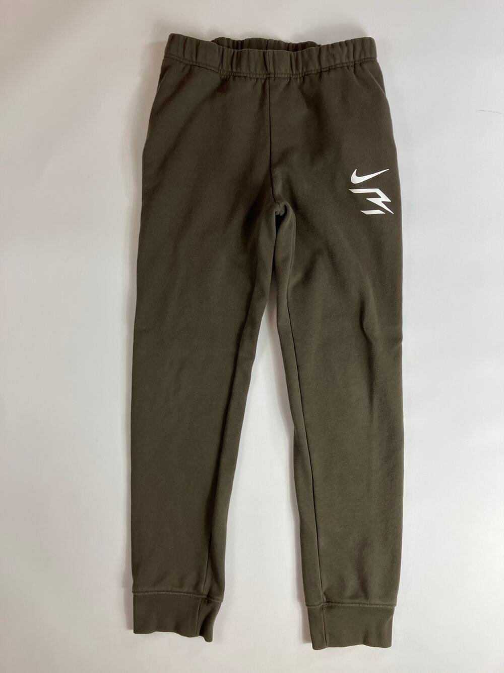 Nike 3Brand Kids L 12-13 Olive Green Fleece Jogger Pants Swoosh Logo 147-163cm